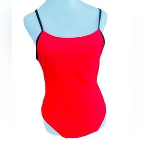 NIKE Red & Black One piece Racer style Swimsuit with shelf bra sz 12